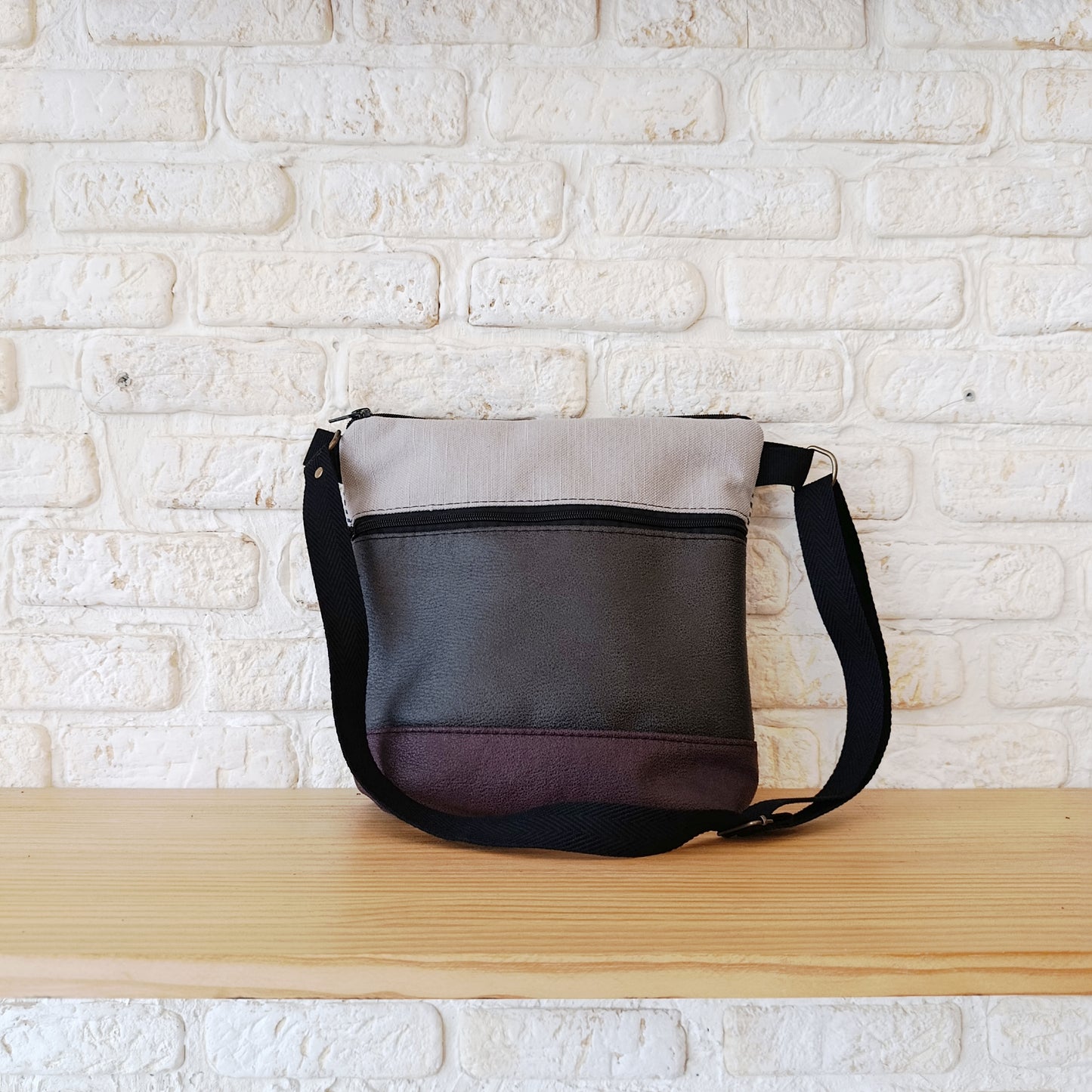 Bolso cuadrado de Arbolitos azules, morado y kaki