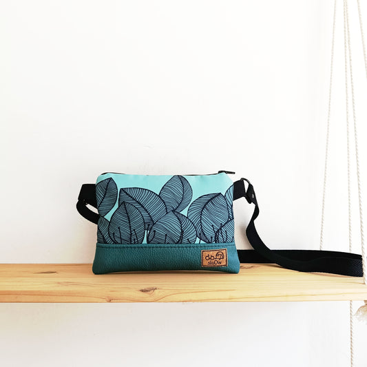 Bolso pequeño sloOw con tela de Hojas turquesas