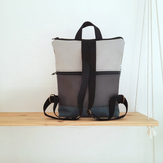 Mochila rectángulo con Laberintos azules, kaki y azul