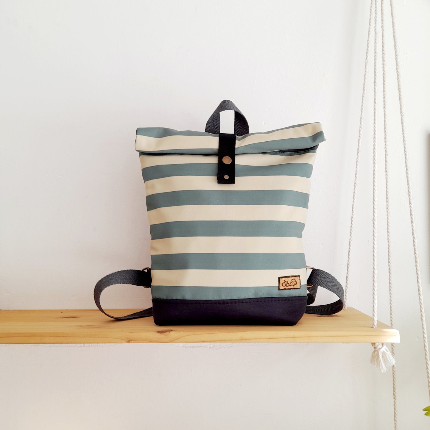 Rolltop de Rayas verde salvia y beige