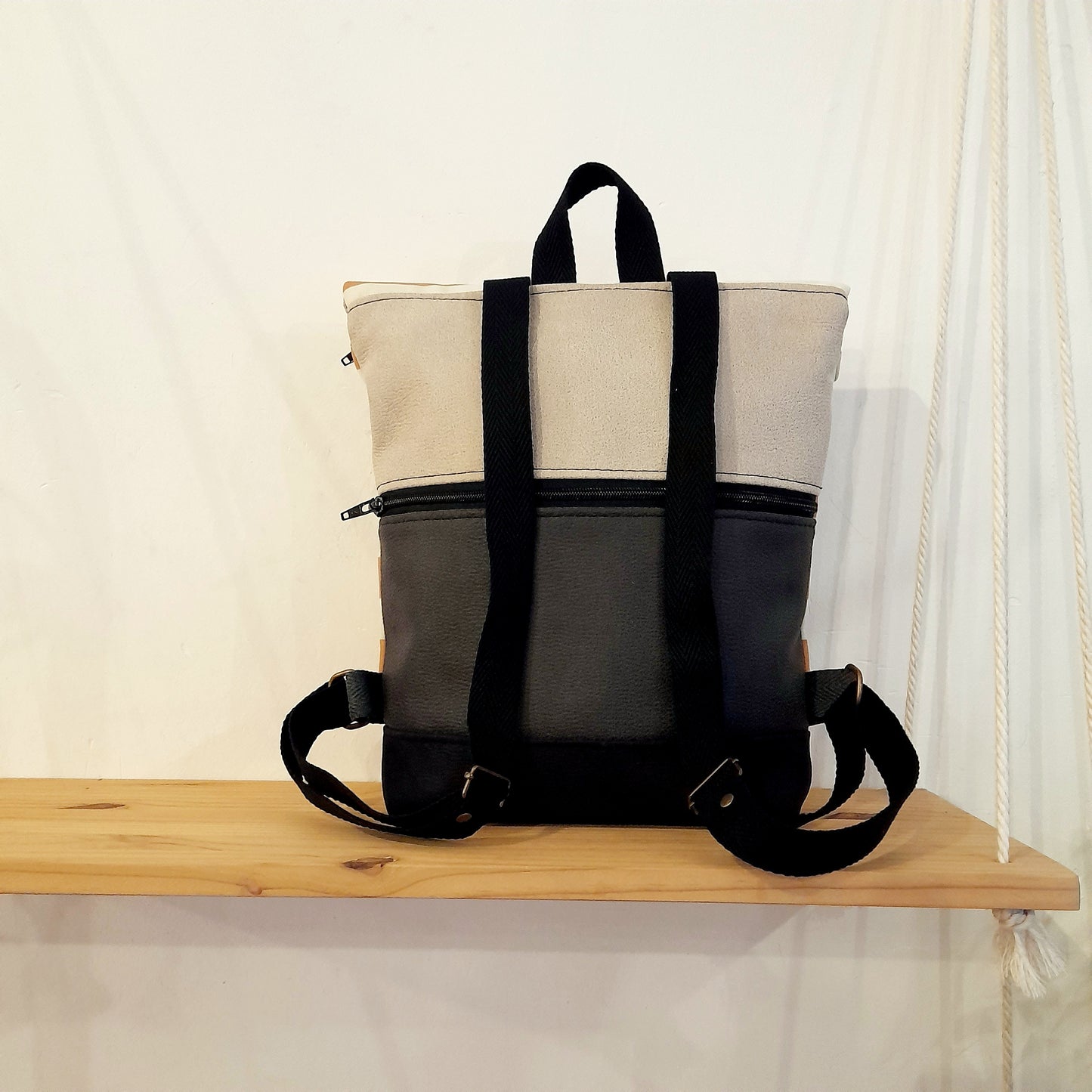 Rolltop de Rayas camel y blanco