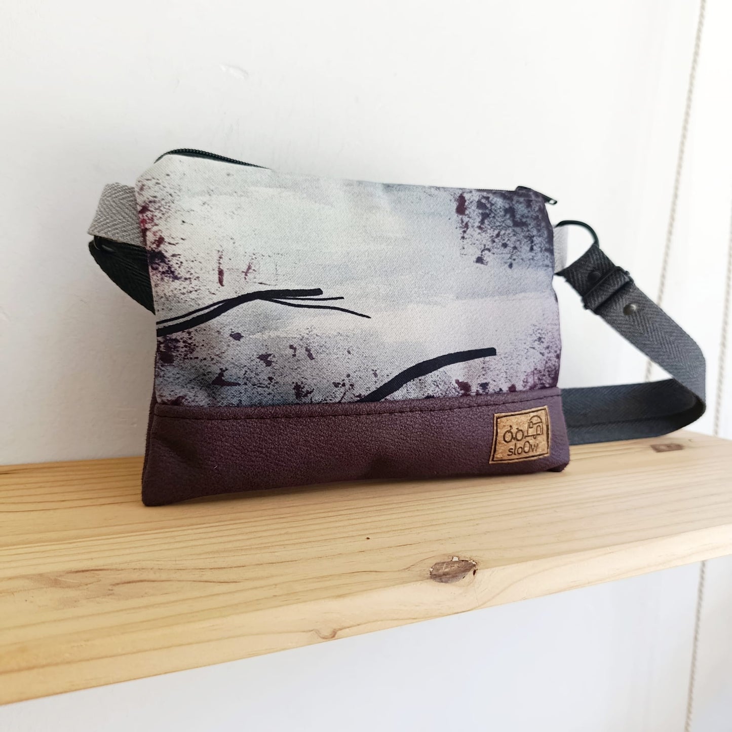 Bolso pequeño sloOw con Paisaje japonés y morado