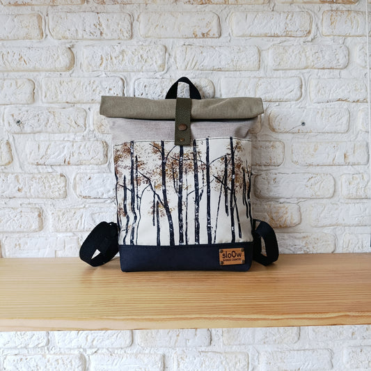 Mochila Rolltop sloOw. Bosque con negro y kaki